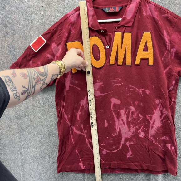 Robe Di Kappa Roma Polo Shirt Mens XL Maroon Italy Flag Soccer Chenille - Picture 8 of 11